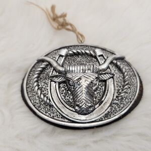 Longhorn Cattle Bull Metal Christmas Ornament Western